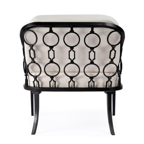 Home Square Iron Upholstered Outdoor Lounge Chair Set of 2 Black