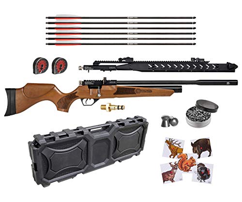 Wearable4U Hatsan Hydra .25 Cal QuietEnergy PCP Air Rifle Ultimate Bundle with Arrow Barrel, Hard Case, Targets, and Pellets