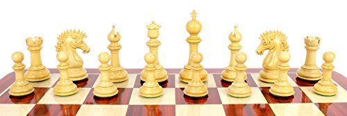 House of Chess Bud Rosewood/Boxwood Staunton Chess Pieces 4.5" Triple Weighted with Extra Queens