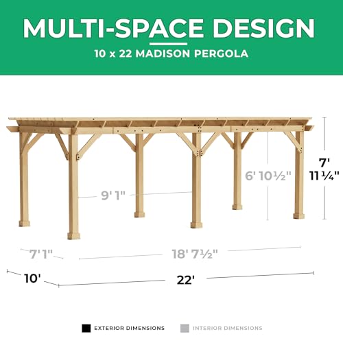Yardistry 10' x 22' Pergola Brown