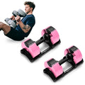 Bells of Steel Adjustable Dumbbells Set - NUOBELL Dumbbells Adjustable Weight Set 5-50 lb Pink