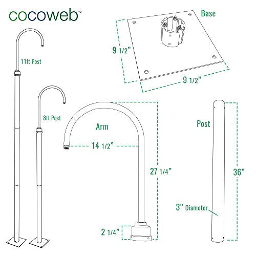 Cocoweb Blackspot 132in Vintage Street Post Lamp Black 8 Inch Shade
