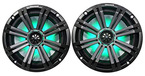 KICKER 8" 600 Watt Marine Boat Waterproof Speakers with LED's and Rockville Dual 7.7" Wakeboard Tower Speaker Enclosure Black