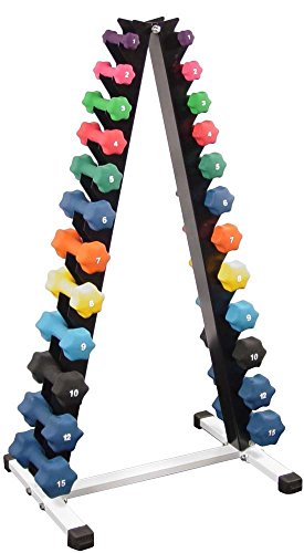 Ader Sporting Goods Neoprene Dumbbell Set with Rack 1-25lb 12prs
