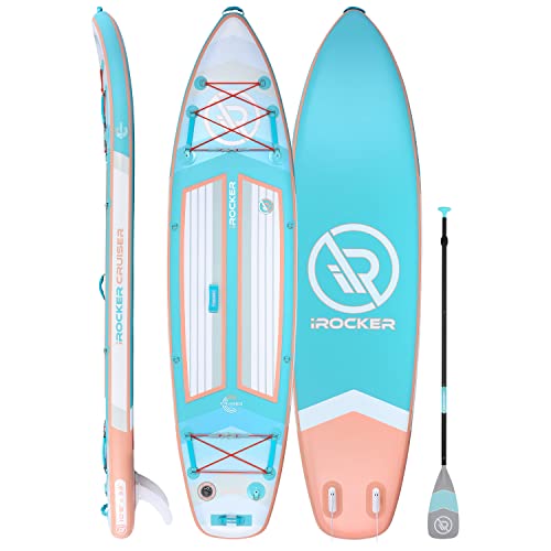 iROCKER Ultra Series Inflatable Stand Up Paddle Board 10'6" Aqua/Peach