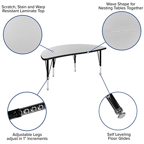 Flash Furniture Emmy Circle Wave Activity Table Set with Student Stack Chairs Grey