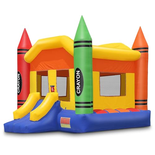 Cloud 9 Commercial Crayon Castle Bounce House with Roof & Escape Hatch Multicolor
