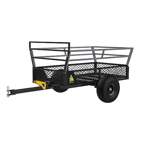 Gorilla Carts Rugged Outdoor ATV Trailer Utility Garden Cart 1400 lb Capacity Black