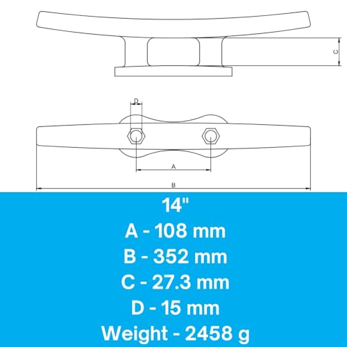 Smart Choice Marine Hot Dipped Galvanized Iron Dock Cleat 14" 50-Pack