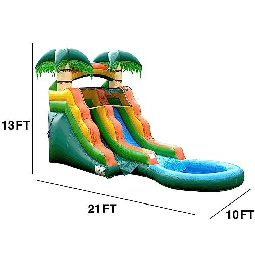 HeroKiddo 13’ Summer Breeze Commercial Grade Water Slide with Pool Blue