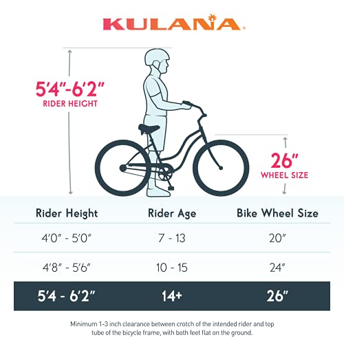 Kulana Lakona Tide Adult Beach Cruiser Bike 26-Inch 7-Speed Silver