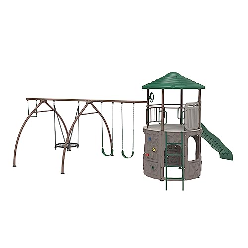 Lifetime Adventure Tower Swing Set Playset with Spider Swing Earthtone