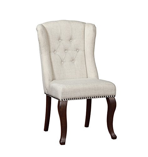 Best Quality Furniture Beige Linen Look Upholstered Dining Set Cappuccino