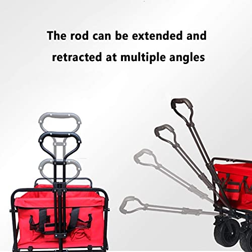 5sssallefaa Folding Camping Cart 4-Wheeled Utility Wagon Garden Trolley 100kg Load-Bearing