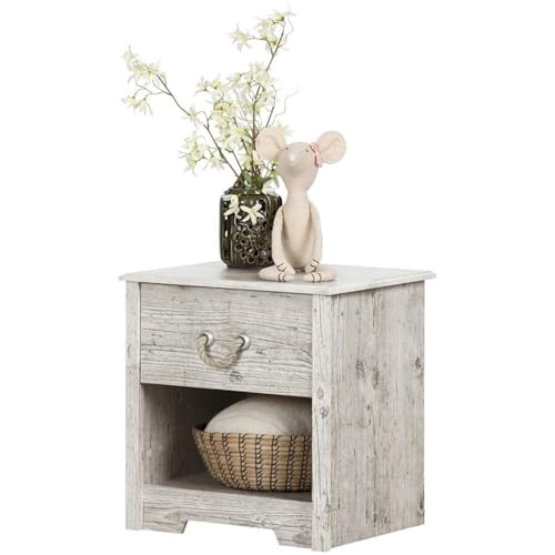 Home Square 2-Piece Bed and Nightstand Set Seaside Pine White