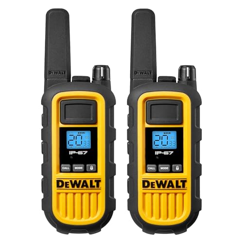 DEWALT DXFRS800 Heavy Duty Walkie Talkies Bundle with Remote Speaker Microphones, 6 Pack Black/Yellow