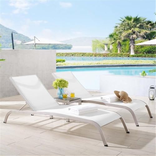 Pemberly Row 3 Piece Mesh Patio Lounge Chair Set White