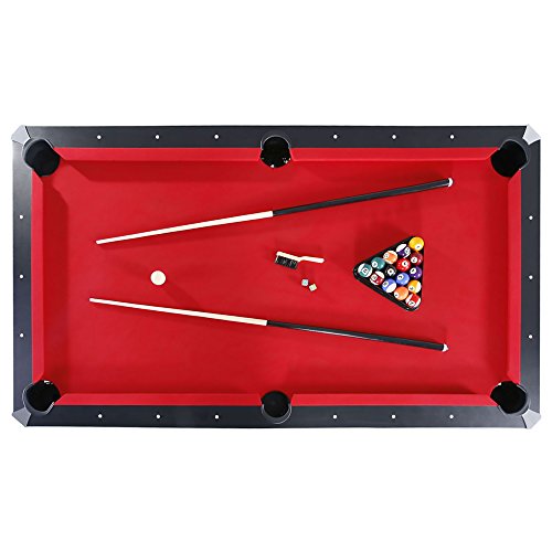 Hathaway Park Avenue 7-ft Pool Table Tennis Combination with Dining Top, Two Storage Benches - Black and Red Felt