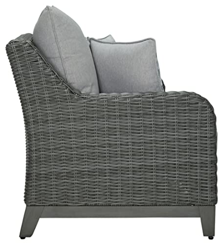 Signature Design by Ashley Outdoor Elite Park Patio Wicker Loveseat with Cushion Grey