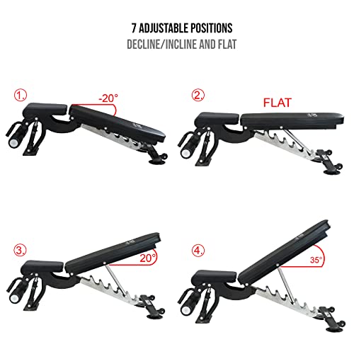 Valor Fitness DD-40 Heavy Duty Adjustable Weight Bench Black