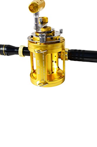 EAT MY TACKLE 50 Wide 2 Speed Reel with 80-100 lb Bent Butt Tournament Rod Blue