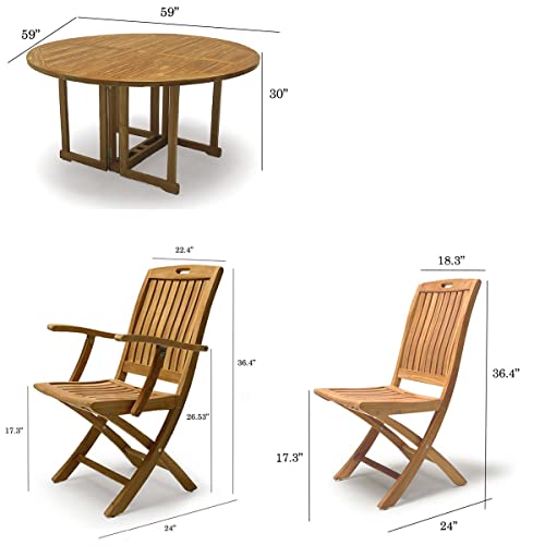 Bayview Patio 7 Piece Indonesian Grade A Teak Outdoor Folding Dining Set Natural Finish Teak Wood