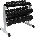 Ader Octagon Rubber Dumbbell Set with Rack & Mat Black/White