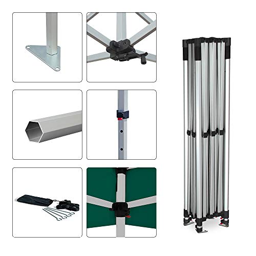 Vispronet 10x15 Instant Canopy Tent with 4 Side Walls - Commercial Grade Aluminum Frame, Water-Resistant Canopy, Bag & Stake Kit Included Green