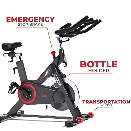 Sunny Health & Fitness Premium Indoor Cycling Smart Stationary Bike Grey