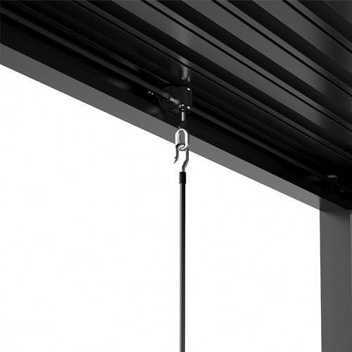 ANTSKU 10'x13' Louvered Aluminum Pergola with Adjustable Retractable Roof Black