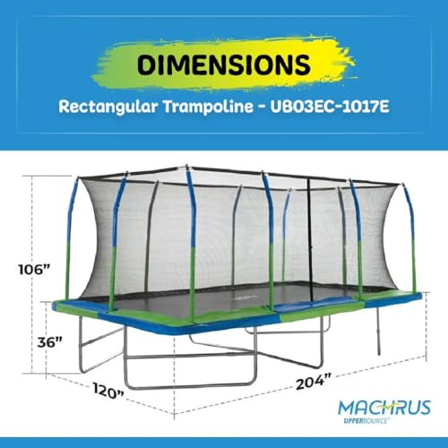 Upper Bounce Rectangle Trampoline Outdoor Set with Enclosure Blue