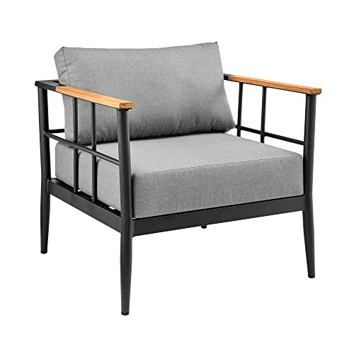 Armen Living Shari Modern Outdoor Patio Conversation Set, 4 Piece, Black