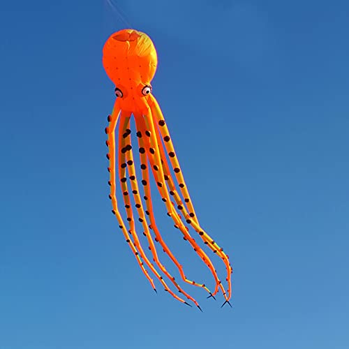 TiffyDance 3D Soft Inflatable Octopus Kite 40 Ft Yellow XX-Large