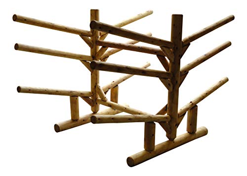 Log Kayak Rack 2 Canoe + 2 Kayak + 2 SUPS Rack Natural