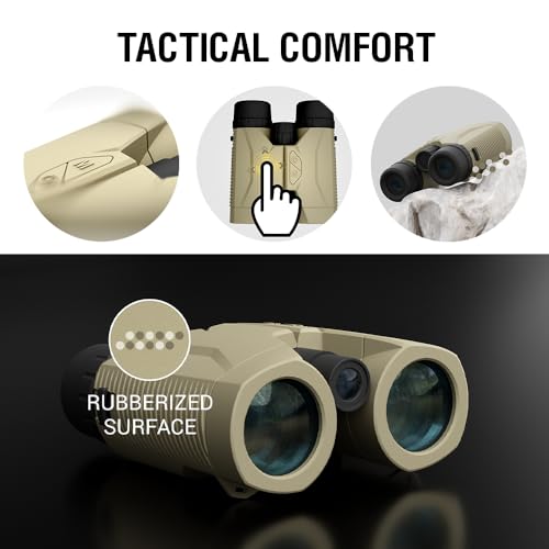 Force Technologies ATN 10x42 Laser Ballistics Binocular with Laser Rangefinder, Bluetooth, Ballistic Calculator and Mobile App Sand