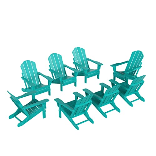 WestinTrends Malibu Outdoor Folding Poly Adirondack Chair Set of 8 Turquoise