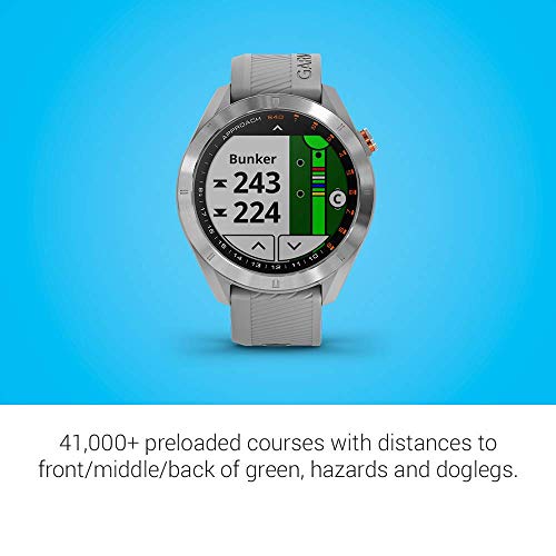 Garmin Approach S40 GPS Golf Smartwatch Stainless Steel with Powder Gray Band