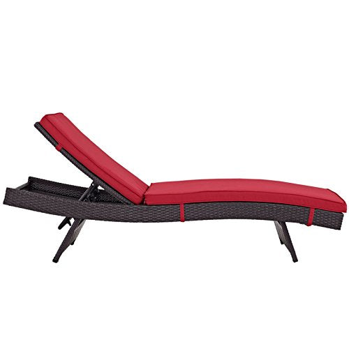 America Luxury - Outdoor Modern Contemporary Urban Design Rattan Patio Chaise Lounge Chair Set of 6 Red