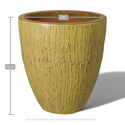 Emissary 26in Yellow Stoneware Round Planter