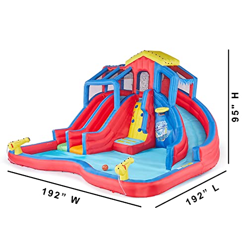 BANZAI Hydro Blast Inflatable Water Park with Slides & Pool Blue/Red