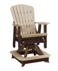 DutchCrafters Slat Fan Back Poly Balcony Adirondack Swivel Glider with Footrest Outdoor Patio Chair Tudor Brown & Weatherwood