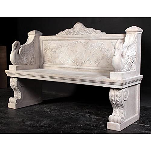 Design Toscano Neoclassical Swan Outdoor Garden Bench 5 Foot Ancient Ivory