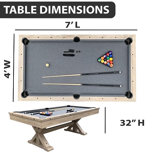 Freetime Fun 7 FT 3 in 1 Multi Game Pool Table with Dining Top Ping Pong Combo Rustic Oak