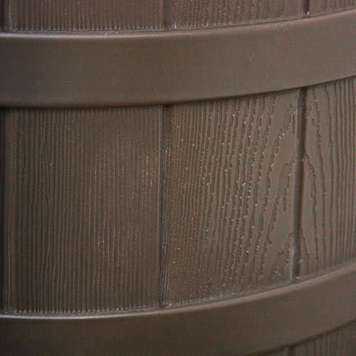Good Ideas Rain Wizard 40 Gallon Plastic Rain Water Collection Barrel Drum with Brass Spigot, Oak (4 Pack)