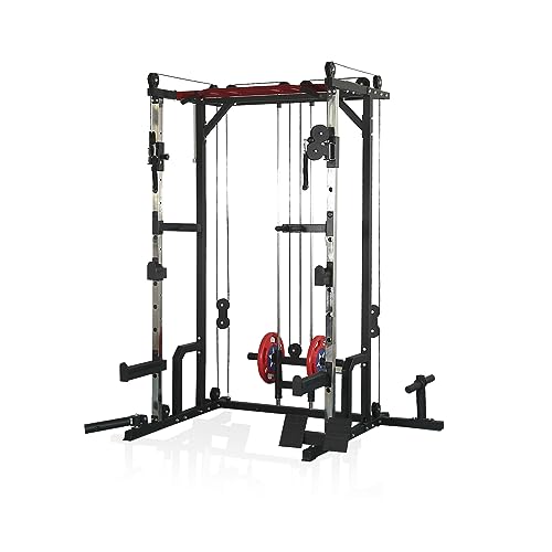 AiAigpt Squat Rack Power Cage with LAT Pulldown 1400 lb Capacity Orange+Black