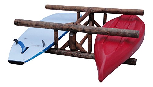Log Kayak Rack 1 Paddle Boat Plus 2 Kayak or SUP Canyon Brown