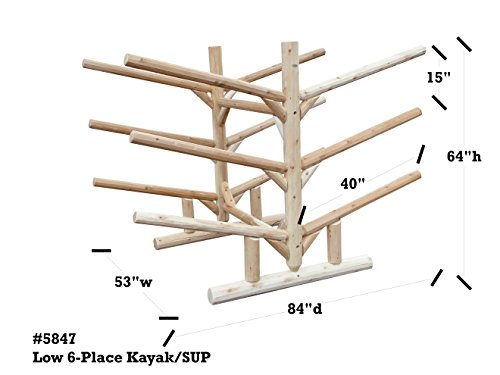 Log Kayak Rack Low 6 Place Kayak or SUP Rack Canyon Brown