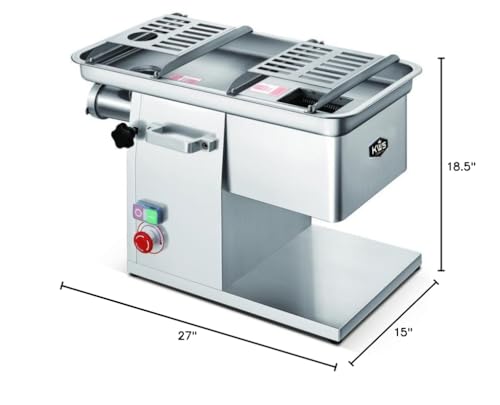 KWS KitchenWare Station 1950W Electric 3mm Fresh Meat Cutter and Grinder Stainless Steel
