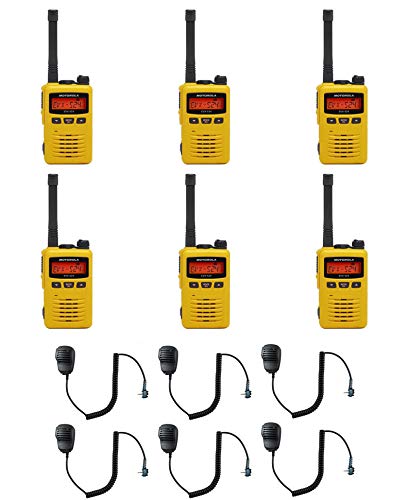 SR-Moto MEVX-S24-YL Yellow UHF 403-470MHz 3W 256 Channel Portable Radio with Speaker Microphone (6 Pack)
