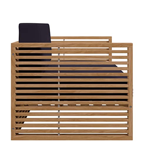 Modway Carlsbad Teak Wood Outdoor Patio Loveseat Natural Navy
